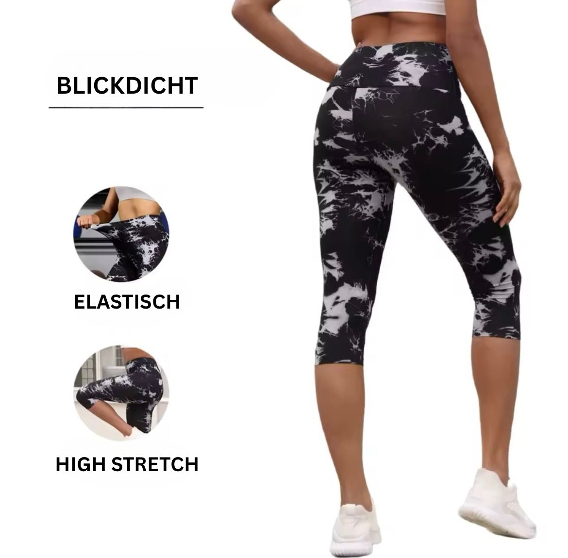 „Glowup“ Capri-Batik-Leggings, hohe Taille & Push-up